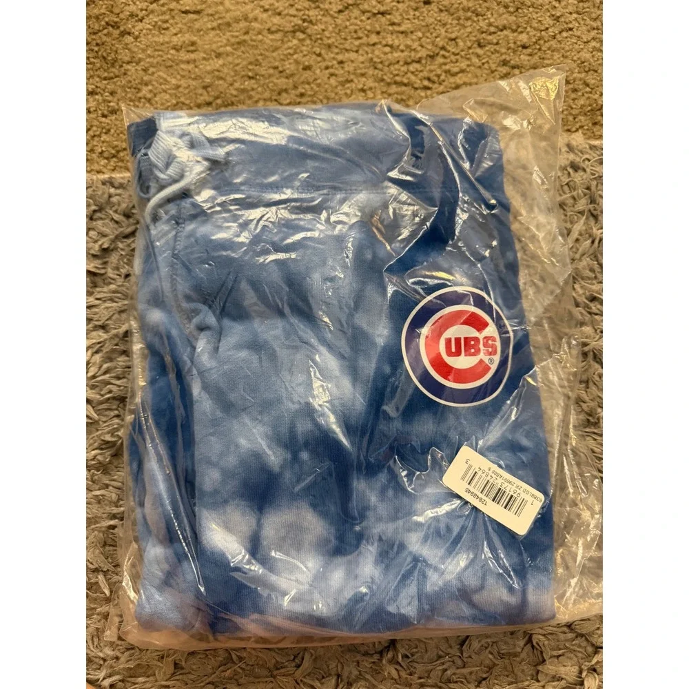Chicago Cubs MLB Womens Tie Dye Joggers Blue White Cloud Wash Sweatpants NEW - Picture 4 of 5